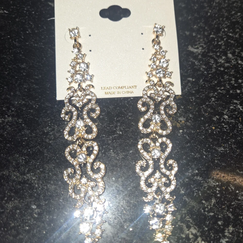 Natasha Couture Gold and Silver Dangle Earrings - Picture 3 of 5